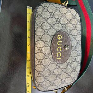 GUCCI Neo Vintage GG Supreme textured leather-trimmed coated-canvas shoulder bag